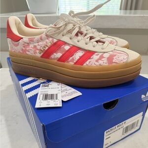 SOLD ***Adidas Gazelle Bold Liberty London Sold Out Women Sz 9 Pink White Lace